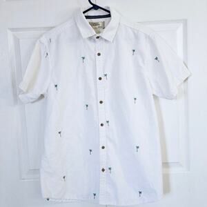Free Planet Men's Casual Button Down Shirt‎ Medium Summer Vacation Tropical